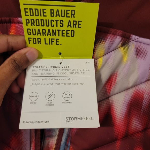 Eddie Bauer Women's Hybrid Burgundy Tie Die Puffer Athletic Vest. Size XL - Picture 8 of 10